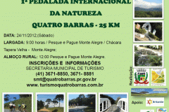 A Prefeitura Municipal de Quatro Barras, através da Secretaria de Turismo, promove no dia 24 de novembro (sábado) a “1º Pedalada Internacional a Natureza de Quatro Barras - Circuito Caminhos Históricos da Serra”.