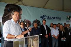 Governador Beto Richa durante as comemorações do Dia Mundial da Água, no Centro de Educação Ambiental dos Mananciais da Serra, em Piraquara, na RMC 