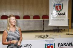 A secretária da Família e Desenvolvimento Social, Fernanda Richa, durante a abertura do Encontro de Gestores de Assistência Social, em Curitiba. 